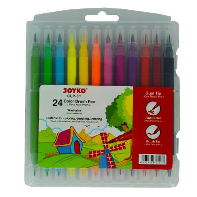 Фломастери двосторонні (пензлик/фломастер) 24 кольори, CLP-31,ТМ" Joyko" (1/12/72)