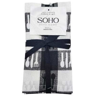 Кухонний текстиль SOHO Наб. руш. 40*40см бавовна 100% Forks 4 шт. (BS 72055S/1)
