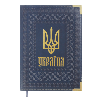 Щоденник датов. 2025 STATUT, A5, синій, штуч. шкіра/поролон