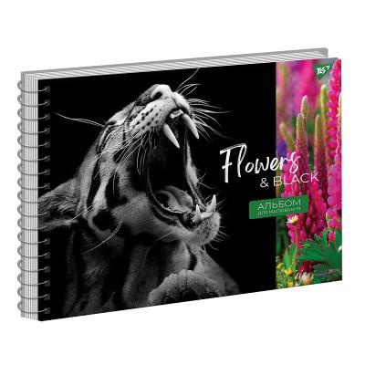 Альбом для малювання Yes А4 20арк./120 спіраль "Flowers&Black" виб.гібрід.лак