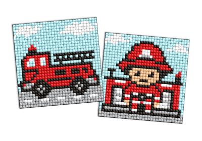 Набір з алмазною мозаїкою на самоклеючій основі для дітей "Професії.Пожежник" 9х9см