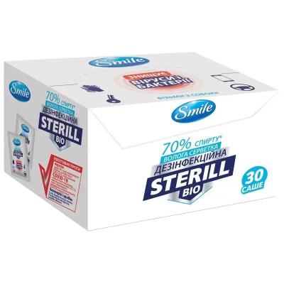 Салфетки влажные дезинфекционные Sterill Bio, саше в боксе 80шт (12шт/