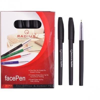 Ручки Radius Face упак.50шт.стрижень чорна 0,7мм
