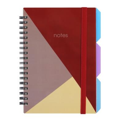 Блокнот "Triangle", B6, пластикова обкл., спіраль, з розділювачами, 100 арк., клітинка