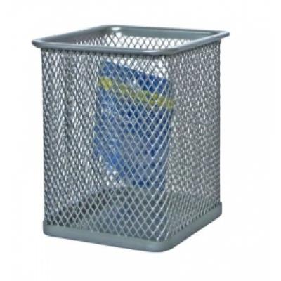 Підставка для ручок квадратна 80х80х95мм, металева, срібло (1/24/96)