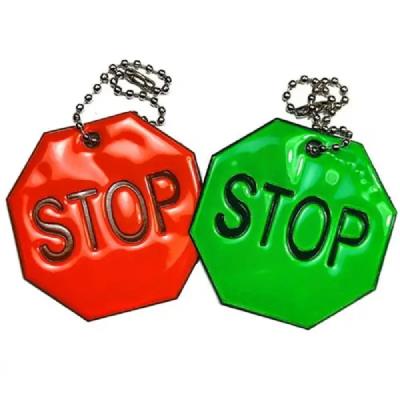 2822-2022-9 Брелки світловідбив "STOP" 5,3*5,3см, 4кол, 100PCS без/этик