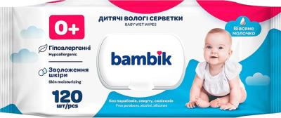 Серветки вологі з перших днів життя з вівсяним молочком, 120 шт. з клапаном Bambik ( 9шт/ящ) Серветки вологі з перших днів життя з вівсяним молочком, 120 шт. з клапаном Bambik ( 9шт/ящ)