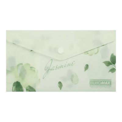 Папка-конверт на кнопці ARABESKI, DL, матовий напівпрозорий пластик, зелений