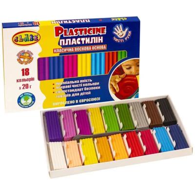 пластилін "Чисті руки MAXI" 18кол.*20гр, ECO, 7660С, CLASS