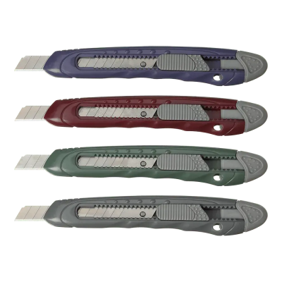 Ніж канцелярський,MORANDI STYLE, 9мм, асорті .пласт.корпус, мех.фіксатор леза, (1/24)