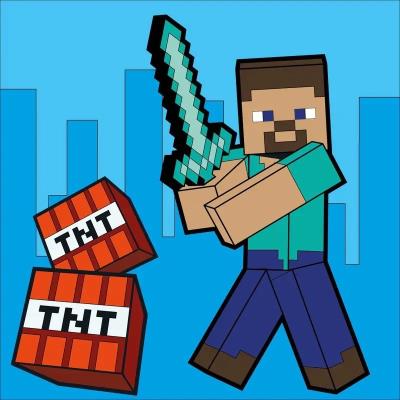 Картина за номерами SANTI "Майнкрафт. Стів та алмазний меч" 25х25 см LED підсвітка