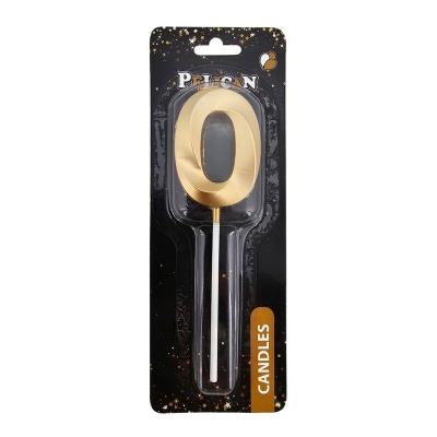 Свічка-цифра 3D для торта "0", золото 5см