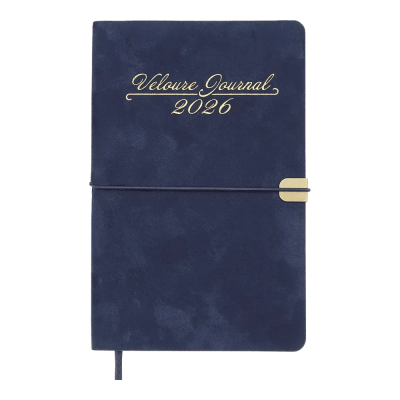 Щотижневик датов. 2026 VELOUR, A5, синій, штуч. шкіра