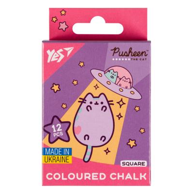 Крейда кольорова YES "Pusheen" квадратна 12 шт