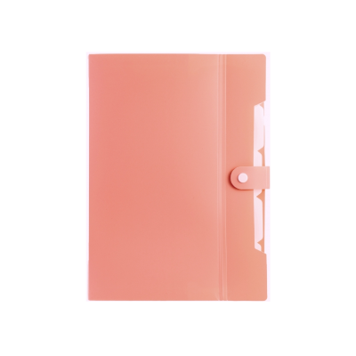 Папка на 6 відділень на кнопці з розширенням A4, рожева, О35523