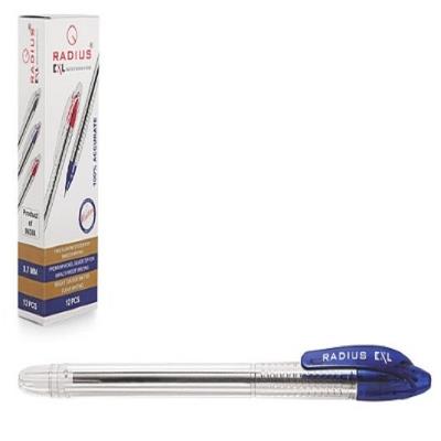 Ручки Radius EXL прозорий корпус упак.12шт.стрижень синій, Ручки Radius EXL прозорий корпус упак.12шт.стрижень синій,