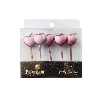 Набір свічок для торту "СЕРДЕЧКО", рожеве ЗОЛОТО 5шт/уп (1/12/576) Набір свічок для торту "СЕРДЕЧКО", рожеве ЗОЛОТО 5шт/уп (1/12/576)