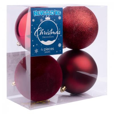 Набір новорічних куль Novogod'ko, пластик, 4см, 8 шт/уп, бордо Набір новорічних куль Novogod'ko, пластик, 4см, 8 шт/уп, бордо