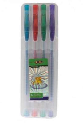 Набір з 4-х гелевих ручок GLITTER (з блискітками), 4 кольори, ZB.2200-99 (1/12)