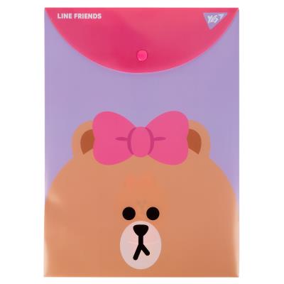 Папка-конверт YES А4 на кнопці "Line Friends" вертикальна