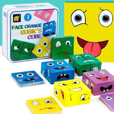 Розвиваючий набір дерев'яні кольорові кубики Смайли Емоції від Obetty Розвиваючий набір дерев'яні кольорові кубики Смайли Емоції від Obetty