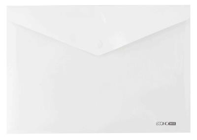 Папка-конверт непрозора А4 на кнопці Economix, 180 мкм, фактура "глянець", біла