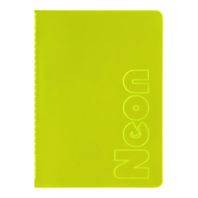 Книга записна NEON, А5, 80 аркушів, клітинка, зшита обкладинка PVC, жовта