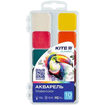 Фарби акварельні, 10 кол. Kite Classic