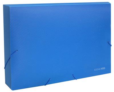 Папка-бокс пластиковая А4 на резинках Economix, 60 мм, фактура "бриллиант", синяя