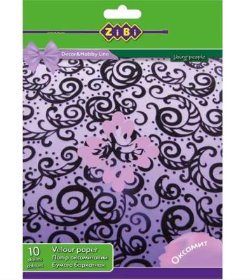 Бумага бархатная ZiBi, А4, 10 цветов, 10 листов