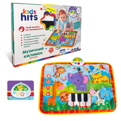 Килимок муз. Kids Hits арт. KH04-003 (24шт) Зоопарк, батар. у комплекті, звуки тварин, вірши,мелоді