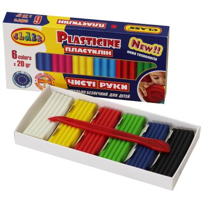 Пластилін "Чисті руки MAXI" 6кол.*20гр, ECO, стек, 7643C, CLASS