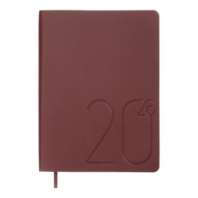 Щоденник датов. 2026 DARK MORANDI, A5, темно-червоний, штуч.шкіра