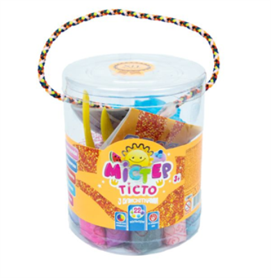 Набір тіста для ліпки 71811 (укр) Містер тісто 22 кольори з блискітками, у блістері 11*13см Набір тіста для ліпки 71811 (укр) Містер тісто 22 кольори з блискітками, у блістері 11*13см