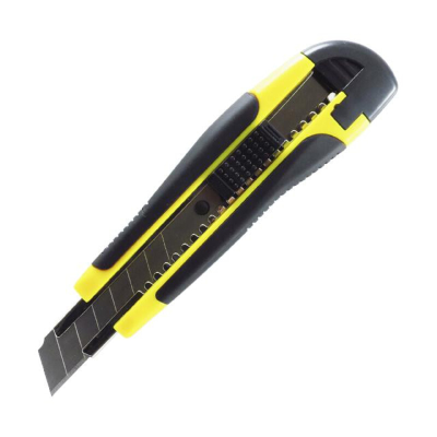 Ніж канц.із змінним лезом,18мм; метал. направ. гумові вставки, кольори асорті ;арт. KL0904; KLERK