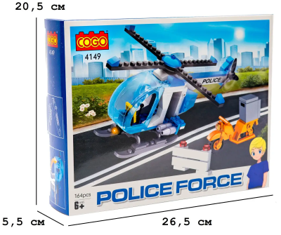 Конструктор "Поліція" (164 елм.) Гелікоптер / COGO