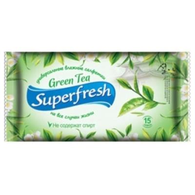 Серветки вологі Super Fresh Green Tea 15 шт Антибактеріальні (1/120)