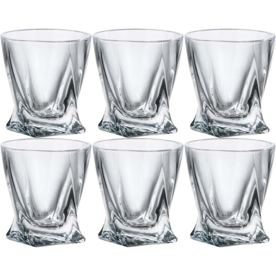 Посуд скляний огранований «Crystalite Bohemia» Quadro - набір стопок для горілки 55мл (по 6шт)