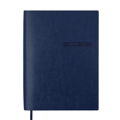 Щоденник датов. 2026 IDEAL, A5, синій, штуч. шкіра