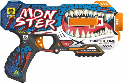 Іграшковий пістолет мех. барабан на батарейках з м'як. набоями Монстр (12 шт.) (28х17см) Іграшковий пістолет мех. барабан на батарейках з м'як. набоями Монстр (12 шт.) (28х17см)