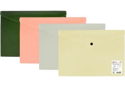 Папка конверт на кнопці, А4, OPTIMA, 180 мкм, фактура "СМУГА", асорті