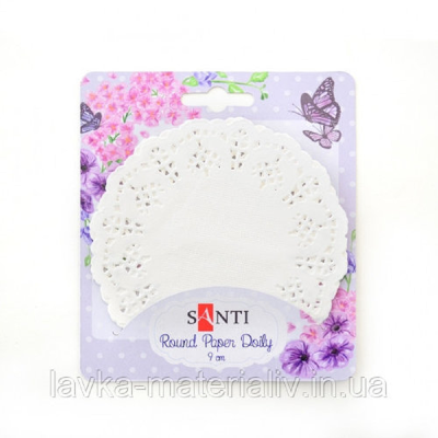 Набор салфеток ажурных круглых, белый, 9 см, 12 шт. (741673)