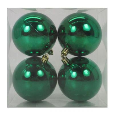Набір новорічних куль Yes! Fun, пластик, 8см, 4 шт/уп, зелений глянець Набір новорічних куль Yes! Fun, пластик, 8см, 4 шт/уп, зелений глянець