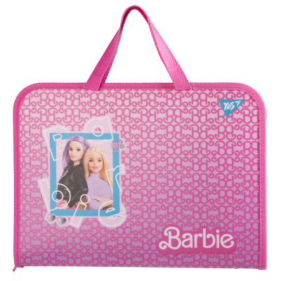 Папка-портфель Yes FC на блискавці з тканинними ручками "Barbie" рожевий