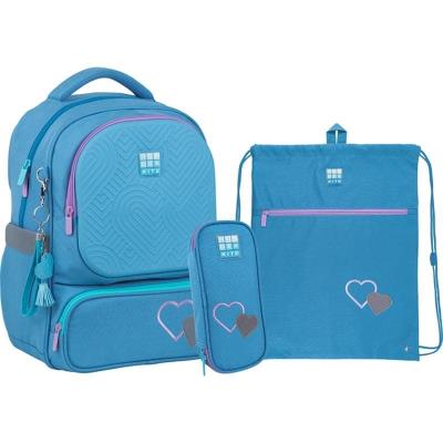 Набор рюкзак+пенал+сумка для обуви WK 728 голубой
