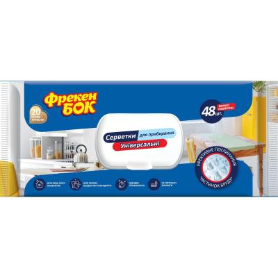 Вологі серветки для прибирання Фрекен Бок універсальні з клапаном 48 шт.