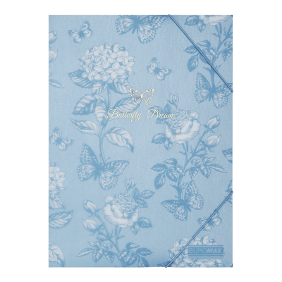 Папка на гумках ARABESKI, А4, матовий напівпрозорий пластик, синьо-сірий