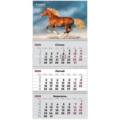 Календар настінний квартальний 2026 р.,3 пр. Horses 3