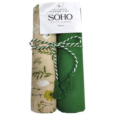 Кухонний текстиль SOHO Наб. руш. 40*60см бавовна 100% Flowers стрічка 2 шт. (BS 45514A)
