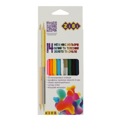 Олівці кольорові, 14 кол. (10 стандарт, 2 двостор..), тригранний